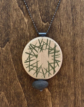 Load image into Gallery viewer, Carved & Painted Wood Circle Rock Necklace