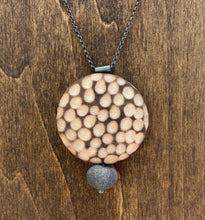 Load image into Gallery viewer, Burned & Carved Wood and Rock Circle Necklace