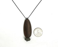 Load image into Gallery viewer, Burned Wood Oval and Rock Necklace