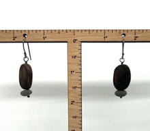 Load image into Gallery viewer, Burned Wood Oval & Rock Earrings