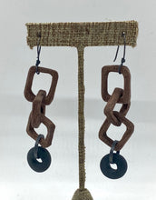 Load image into Gallery viewer, Wood Chain and Rock Earrings
