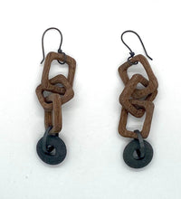 Load image into Gallery viewer, Wood Chain and Rock Earrings
