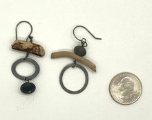 Load image into Gallery viewer, Mis matched rock and driftwood earrings