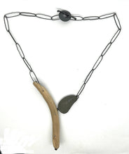 Load image into Gallery viewer, Rock and driftwood V necklace