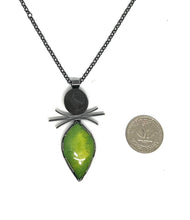 Load image into Gallery viewer, Enamel Leaf and Rock Necklace