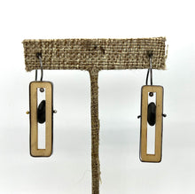 Load image into Gallery viewer, Wood Rectangle &amp; Rock Earrings
