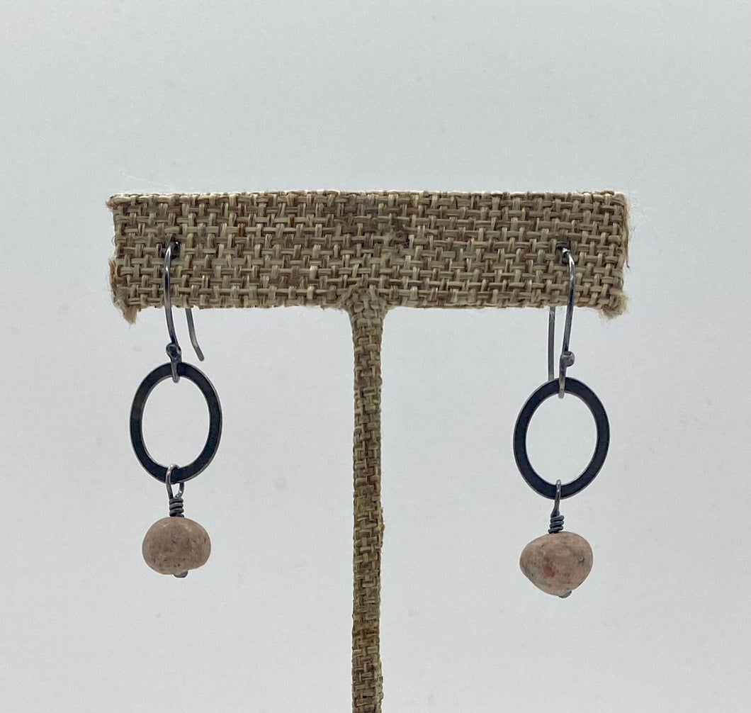 Flattened Circle Rock Earrings