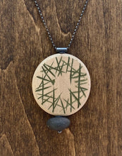 Load image into Gallery viewer, Carved &amp; Painted Wood Circle Rock Necklace
