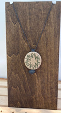 Load image into Gallery viewer, Carved &amp; Painted Wood Circle Rock Necklace
