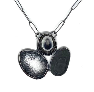 Rock, shell & enamel necklace