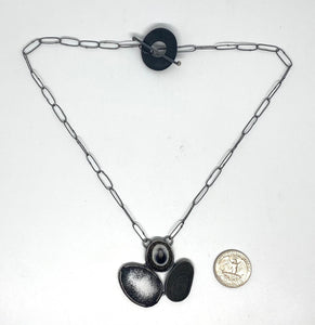 Rock, shell & enamel necklace