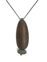 Load image into Gallery viewer, Burned Wood Oval and Rock Necklace
