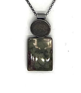 Rock and Moss Agate Bezel Set Necklace