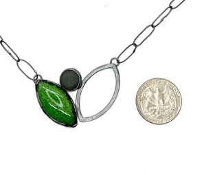 2 Leaf Rock and Enamel Necklace