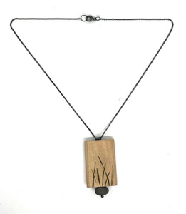 Carved Wood and Rock Necklace