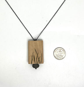 Carved Wood and Rock Necklace