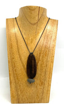 Load image into Gallery viewer, Burned Wood Oval and Rock Necklace
