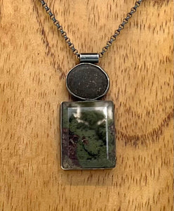 Rock and Moss Agate Bezel Set Necklace