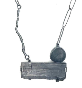 Rock and Petrified Wood Twig necklace