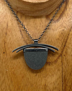Curved Stick and Stone Necklace