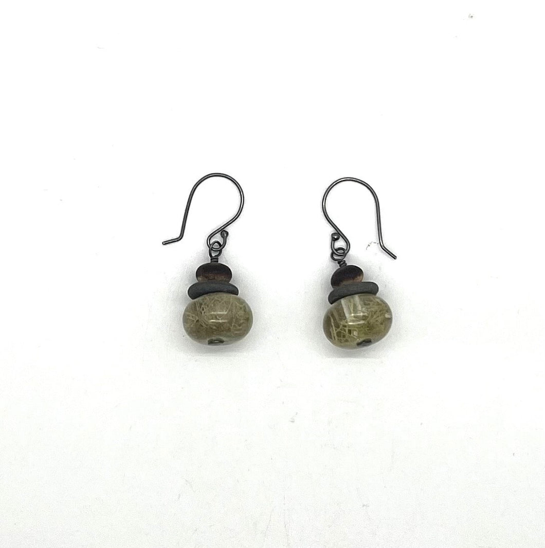 Stacked Rock and Lichen Earrings