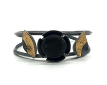 Load image into Gallery viewer, Domed Rock Gold Leaf Cuff Bracelet
