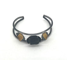 Load image into Gallery viewer, Domed Rock Gold Leaf Cuff Bracelet
