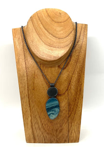 Rock and Leland Blue/Pioneer Glass Necklace