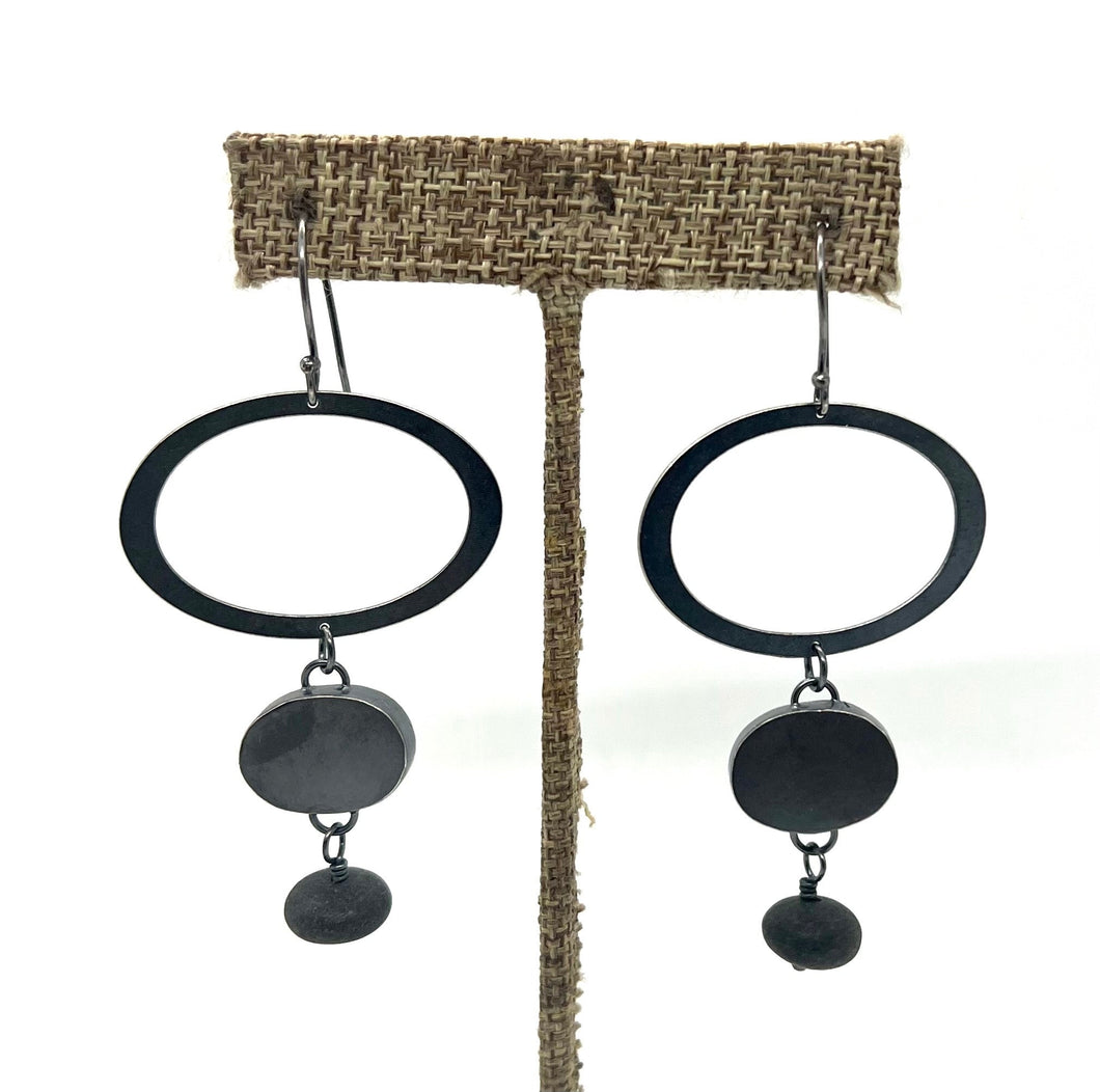 Rock and Oval Earrings