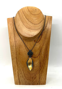 Rock and Gold Leaf Necklace