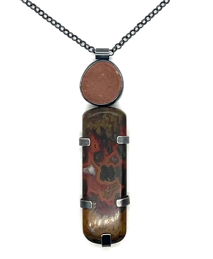 Rock and Morrocan Seam Agate necklace