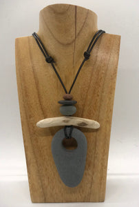 Rock Driftwood Leather Necklace