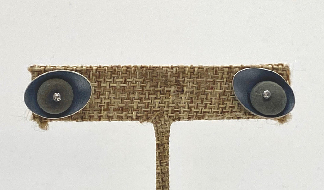 Rock domed Oval Post Earrings