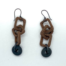 Load image into Gallery viewer, Wood Chain and Rock Earrings

