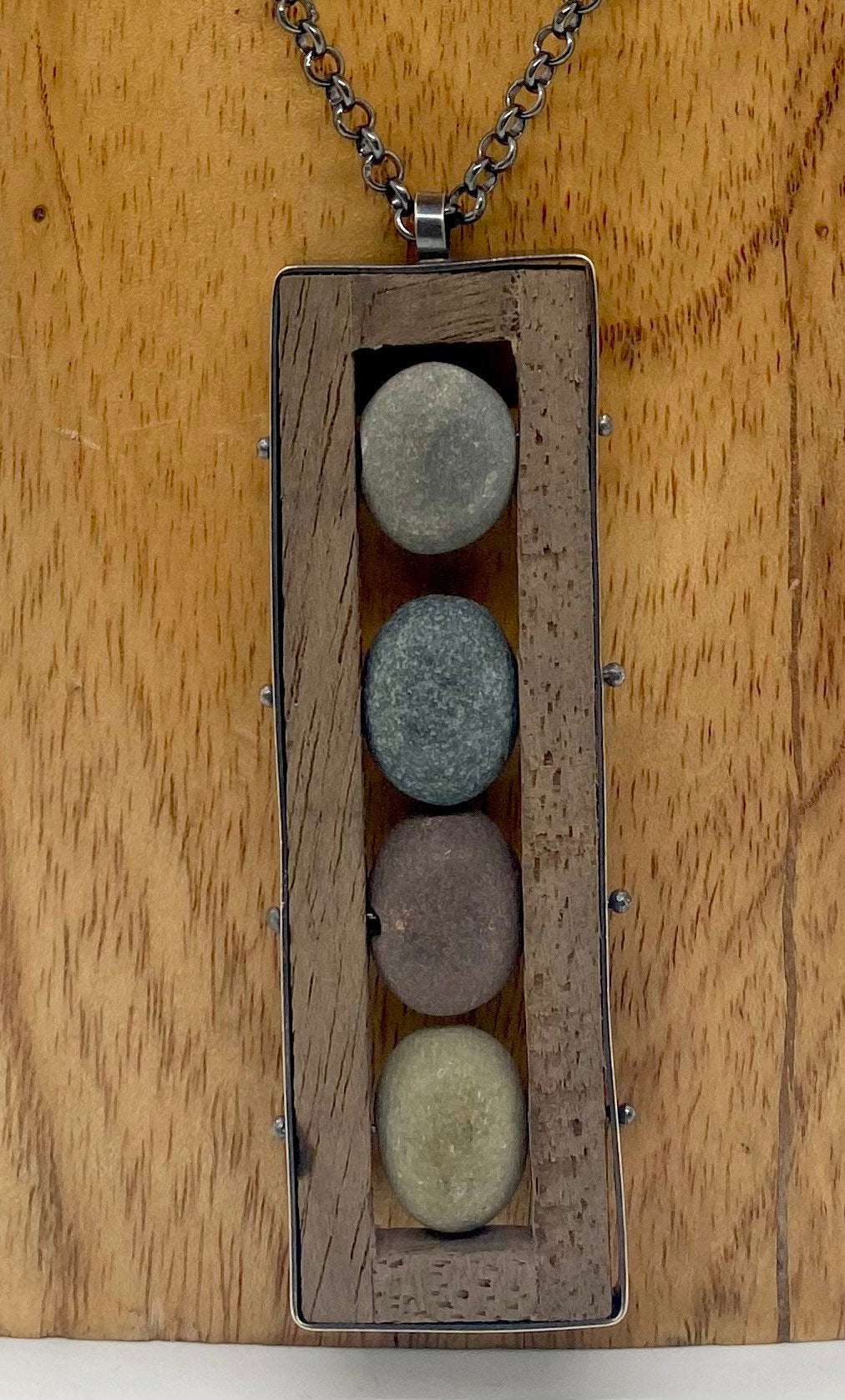 Rocks and Wood Frame Necklace