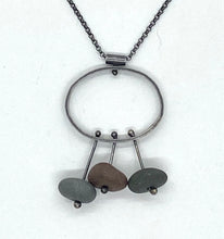 Load image into Gallery viewer, Oval with 3 Rocks Necklace
