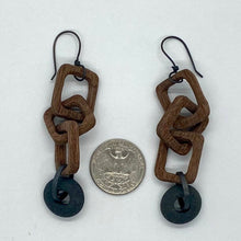 Load image into Gallery viewer, Wood Chain and Rock Earrings
