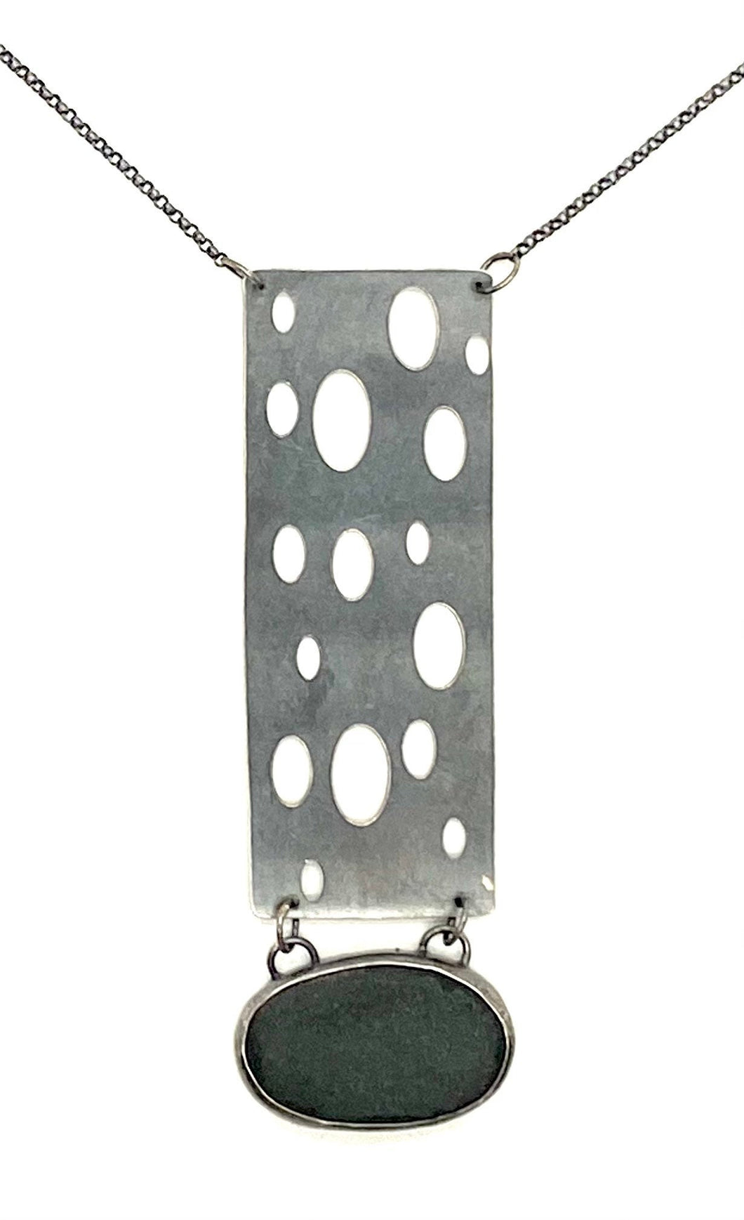 Rectangle and Rock Necklace
