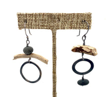 Load image into Gallery viewer, Mis matched rock and driftwood earrings
