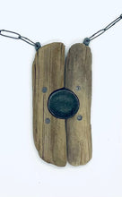 Load image into Gallery viewer, Rock and driftwood riveted  necklace
