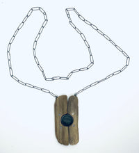 Load image into Gallery viewer, Rock and driftwood riveted  necklace
