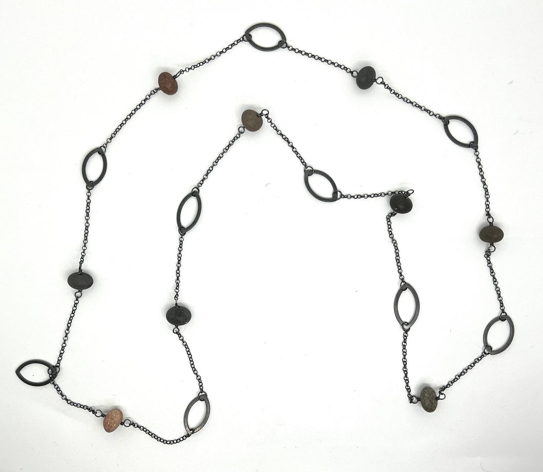 Long Leaf and Rock Necklace