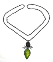 Load image into Gallery viewer, Enamel Leaf and Rock Necklace
