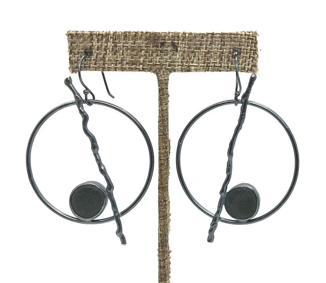 Twig and Rock Hoop Earrings