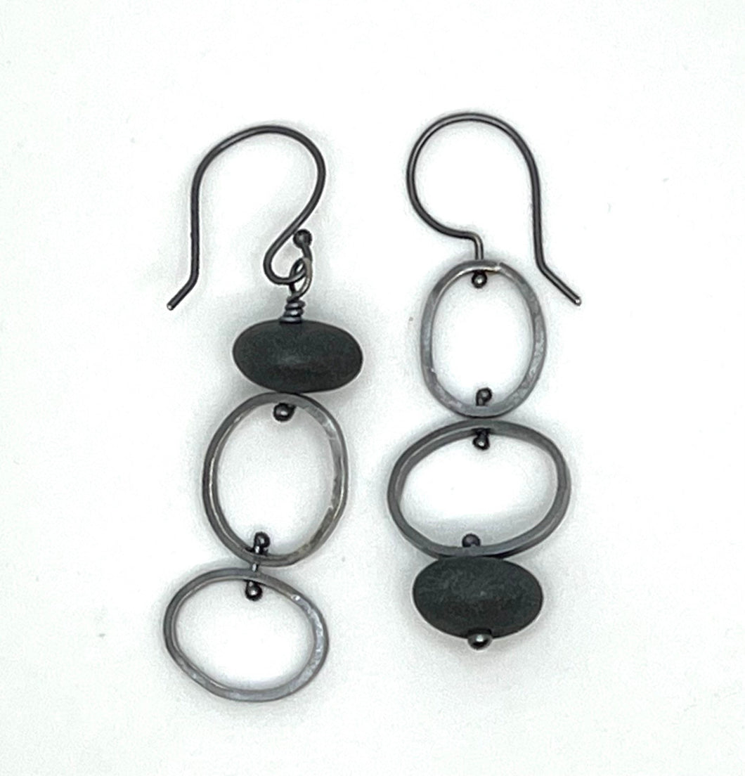 Mis matched rock oval earrings