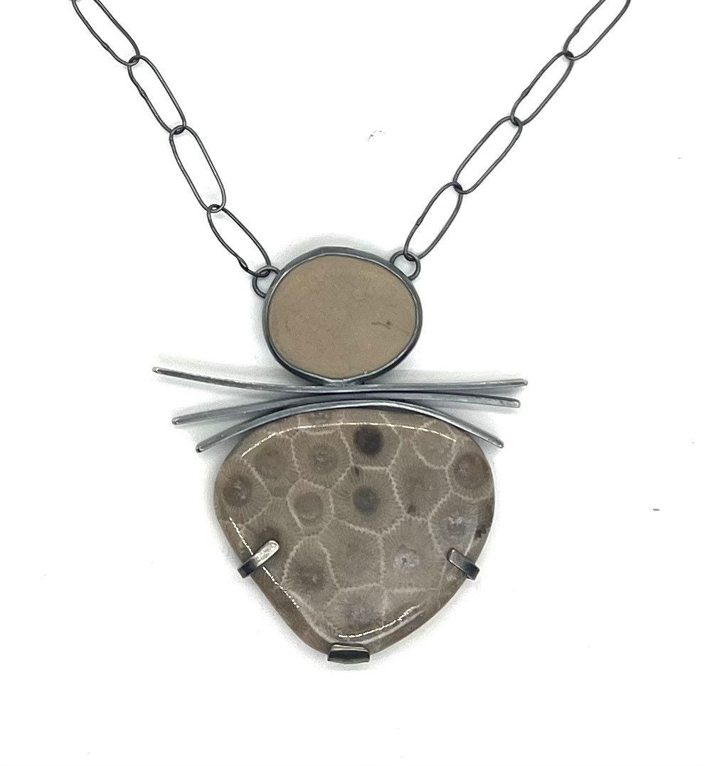 Rock and Petoskey Stone Necklace